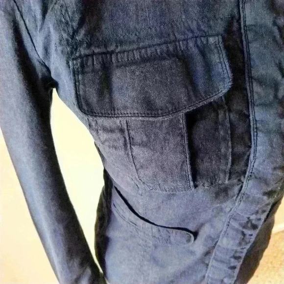 Mossimo Hook & Eye Blue High Collar Shirt, XS - Picture 7 of 8